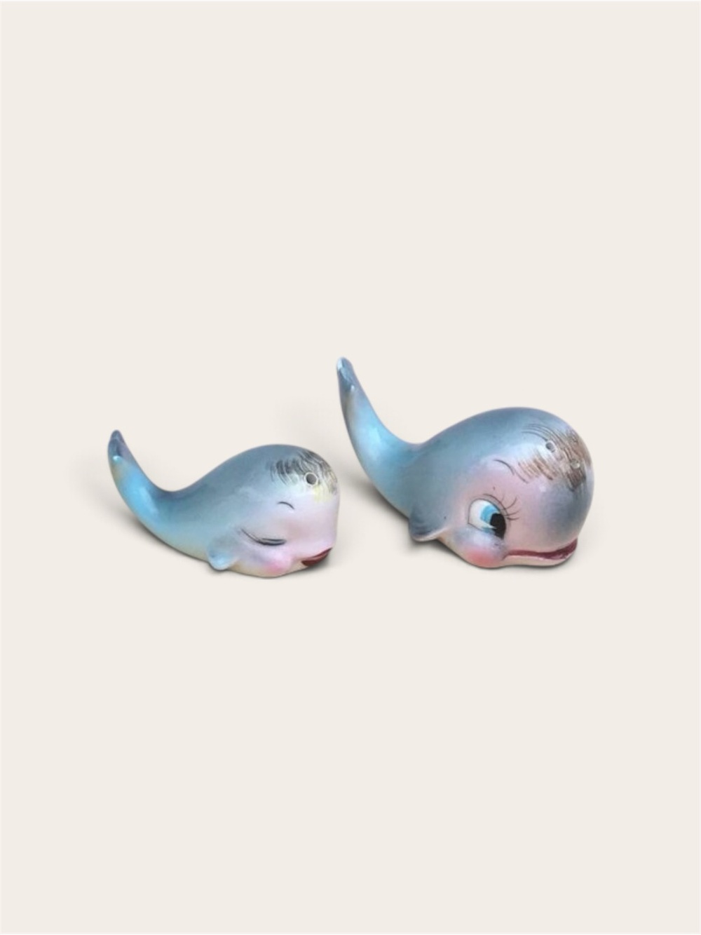Vintage py Japan whale salt and pepper shakers